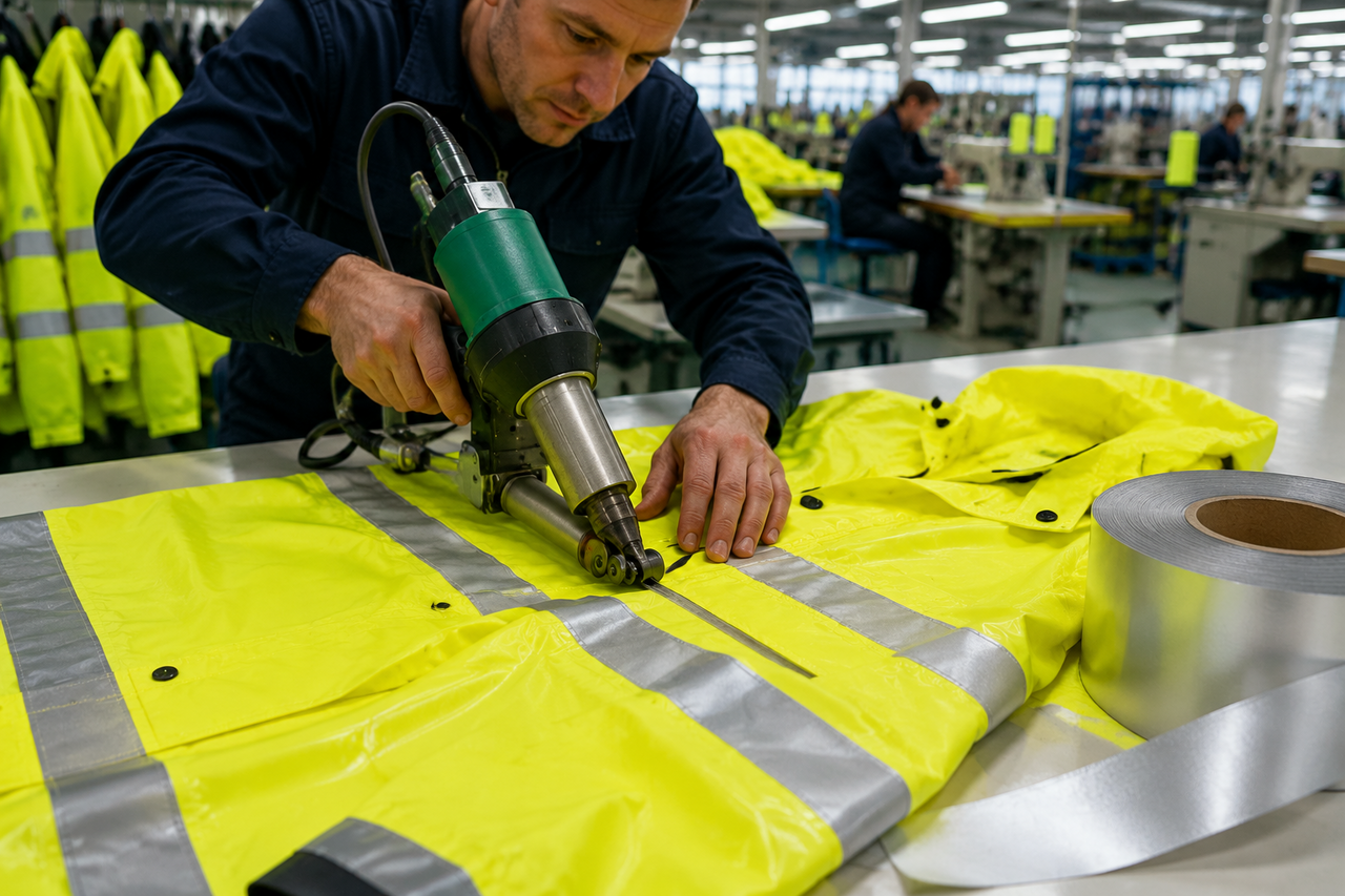 A compliant hi-vis rain suit for European road teams must pass two separate fitness tests.