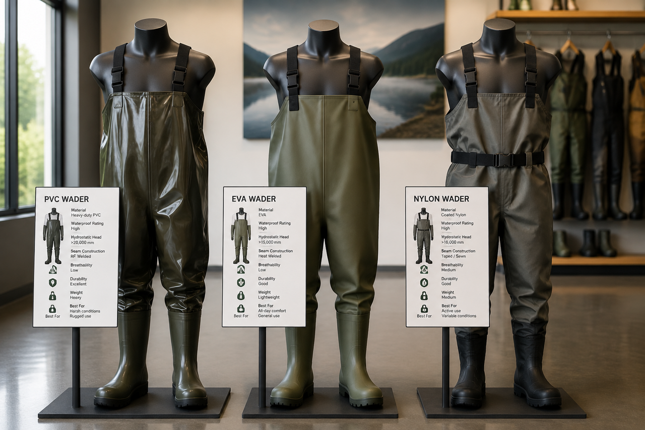 How to Compare Technical Specifications of PVC, EVA, and Nylon Waders Side by Side
